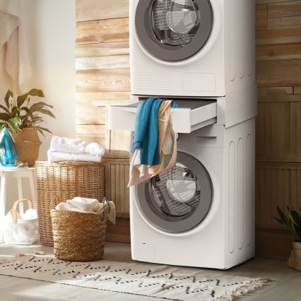 Meliconi 656112 - Módulo intermedio para lavadora y secadora con cajón extraíble de 28 l, blanco