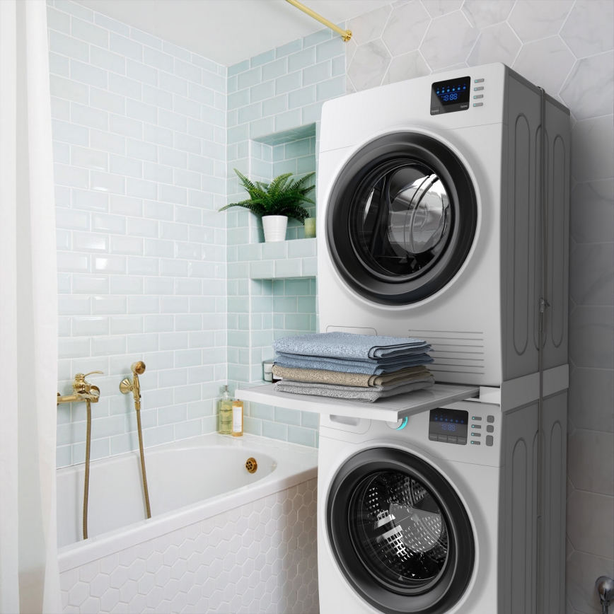 Meliconi 656113 - Pedestal para lavadora y secadora con cajón extraíble 70 cm blanco