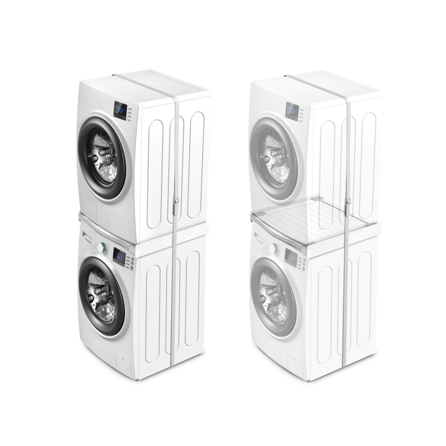 Meliconi 656113 - Pedestal para lavadora y secadora con cajón extraíble 70 cm blanco