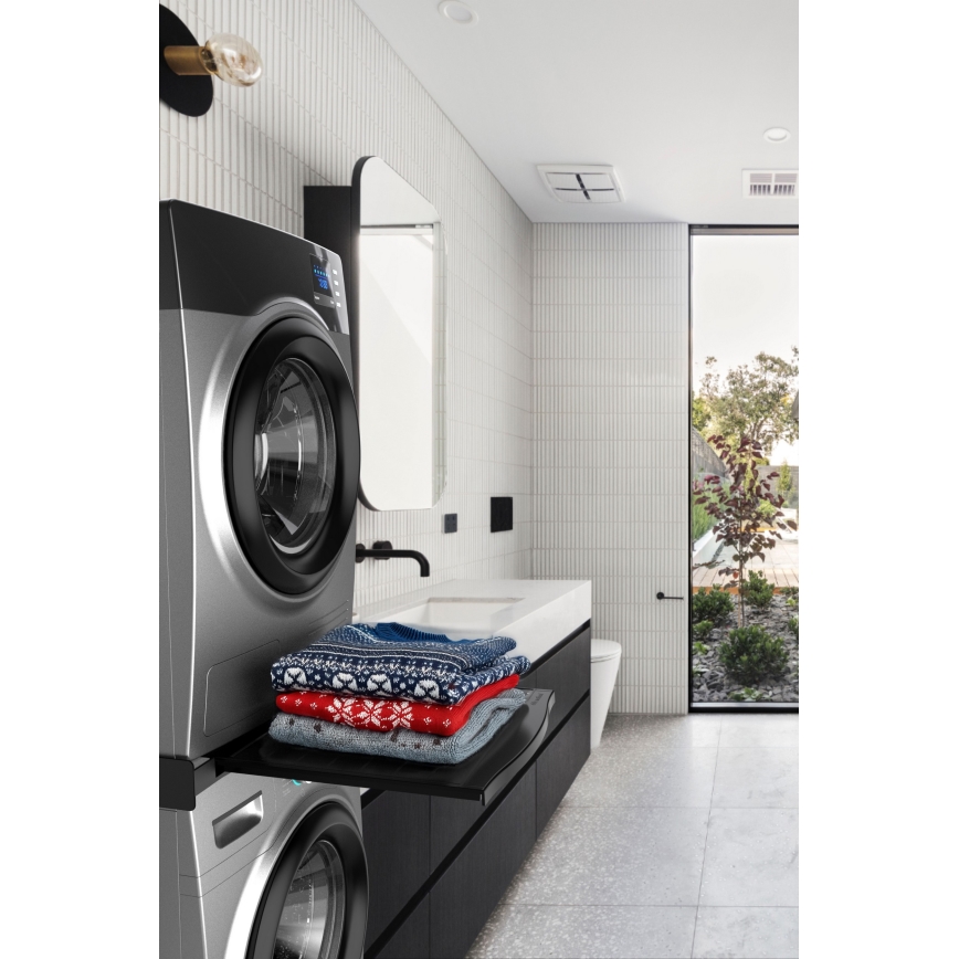 Meliconi 656136 - Kit de apilamiento para lavadora y secadora con cajón extraíble, 60 cm, negro