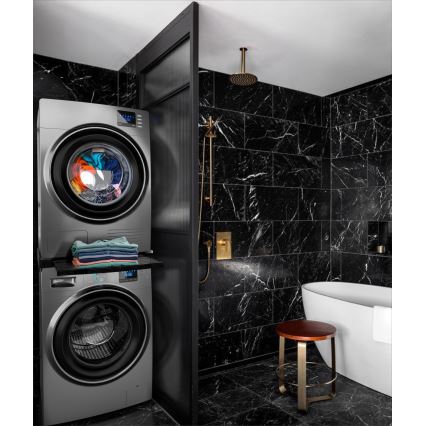 Meliconi 656136 - Kit de apilamiento para lavadora y secadora con cajón extraíble, 60 cm, negro