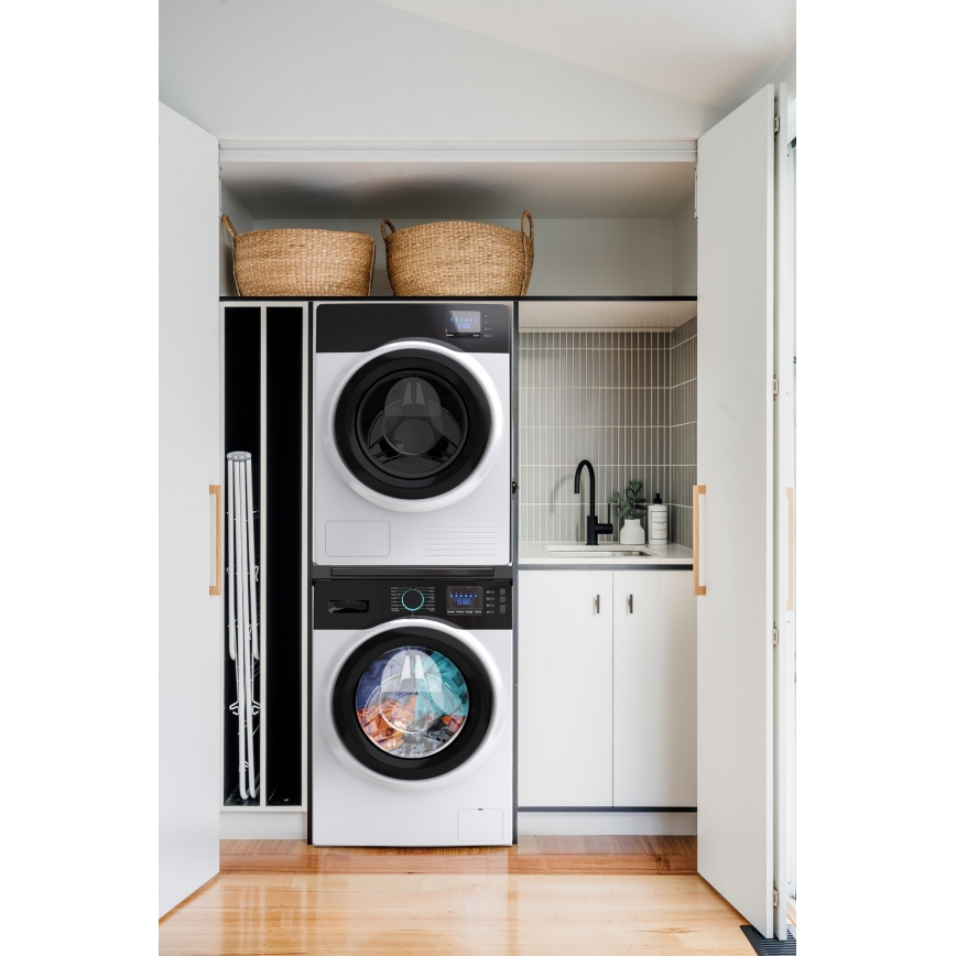 Meliconi 656136 - Kit de apilamiento para lavadora y secadora con cajón extraíble, 60 cm, negro