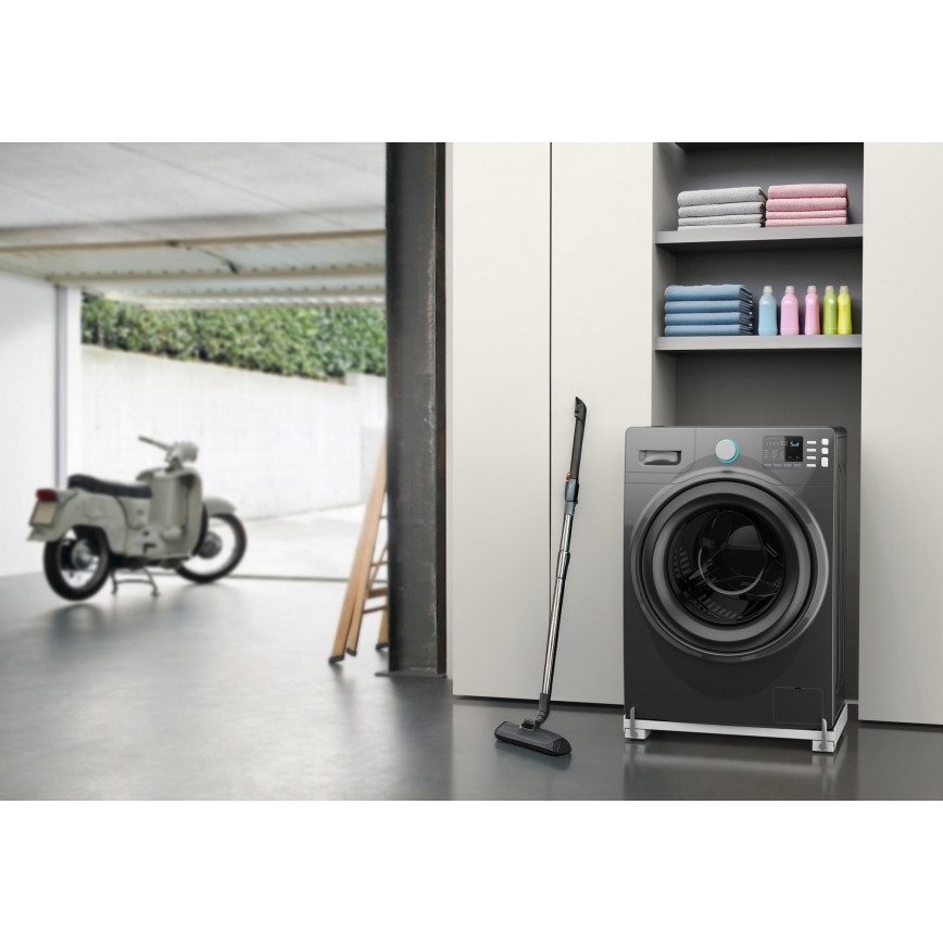 Meliconi 656149 - Base antivibratoria para lavadora con ruedas extraíbles, 47 cm, blanca