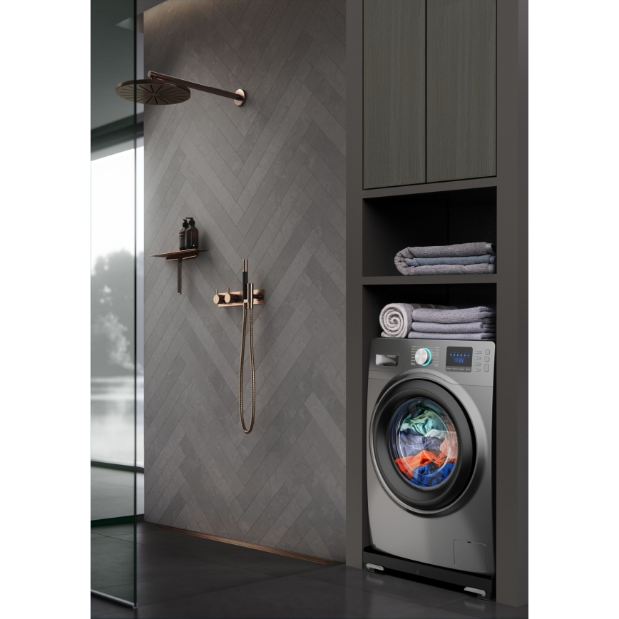 Meliconi 656168 - Base antivibratoria para lavadora con ruedas extensibles 47 cm negra