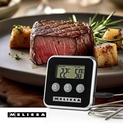Melissa - Termómetro para carne con pantalla digital y temporizador 0-250 °C 1xAAA