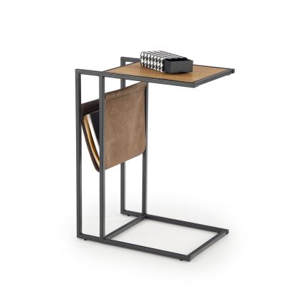 Mesa auxiliar COMPACT 65x47 cm negro/marrón