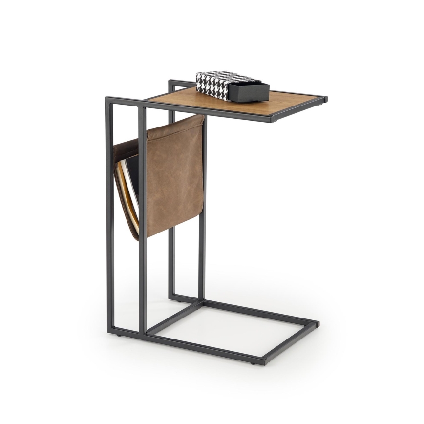 Mesa auxiliar COMPACT 65x47 cm negro/marrón