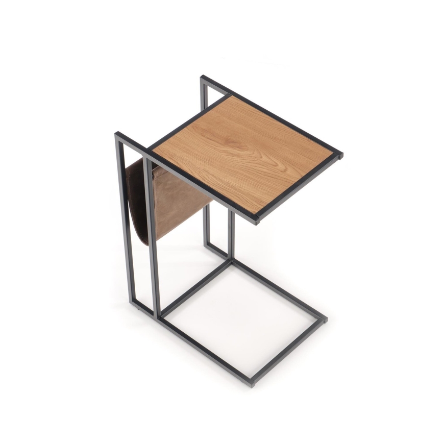 Mesa auxiliar COMPACT 65x47 cm negro/marrón