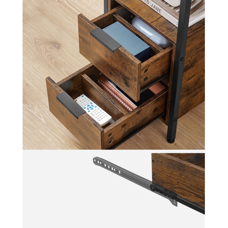 Mesa auxiliar con enchufes integrados y puertos USB ROD marrón/negro