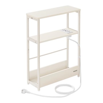 Mesa auxiliar con toma de corriente integrada y puertos USB ROD blanco/crema