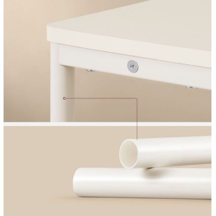 Mesa auxiliar con toma de corriente integrada y puertos USB ROD blanco/crema
