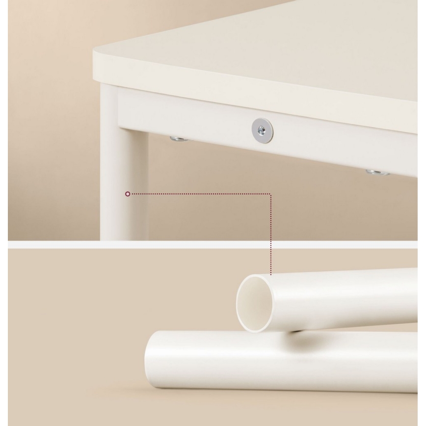 Mesa auxiliar con toma de corriente integrada y puertos USB ROD blanco/crema