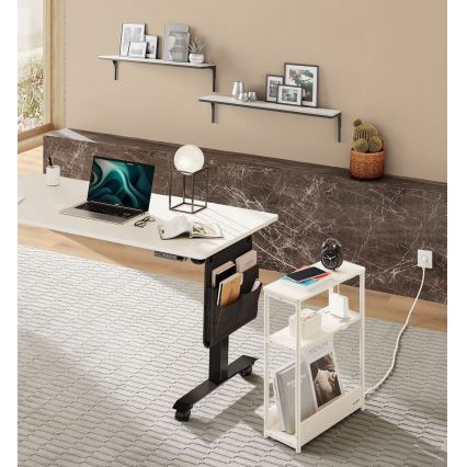 Mesa auxiliar con toma de corriente integrada y puertos USB ROD blanco/crema