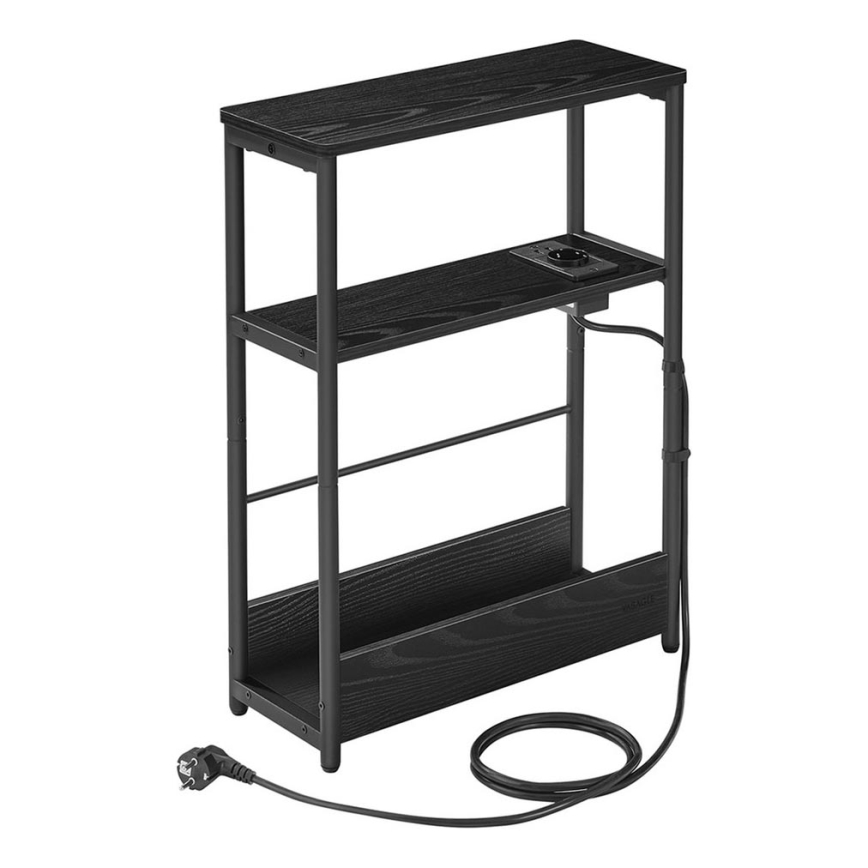 Mesa auxiliar con toma de corriente integrada y puertos USB ROD negra