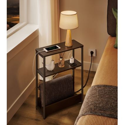 Mesa auxiliar con toma de corriente integrada y puertos USB ROD negra