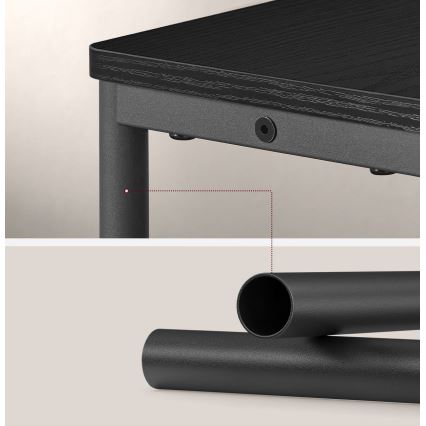 Mesa auxiliar con toma de corriente integrada y puertos USB ROD negra