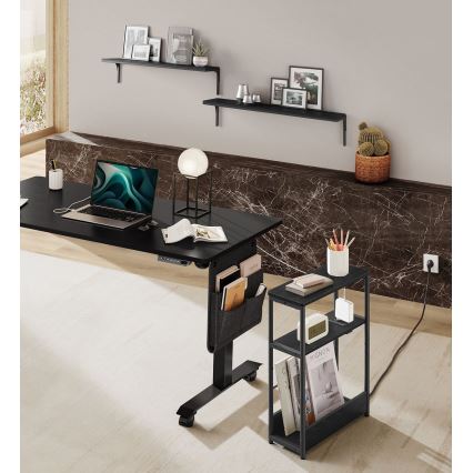 Mesa auxiliar con toma de corriente integrada y puertos USB ROD negra
