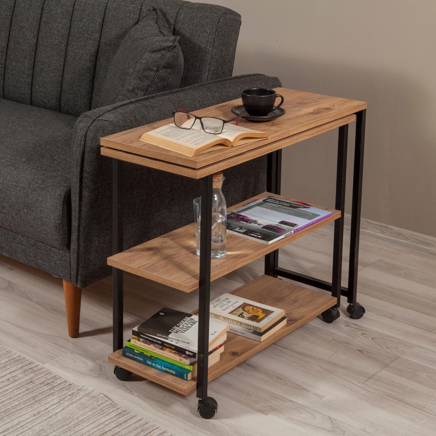 Mesa auxiliar MELIN 63x70 cm marrón/negro
