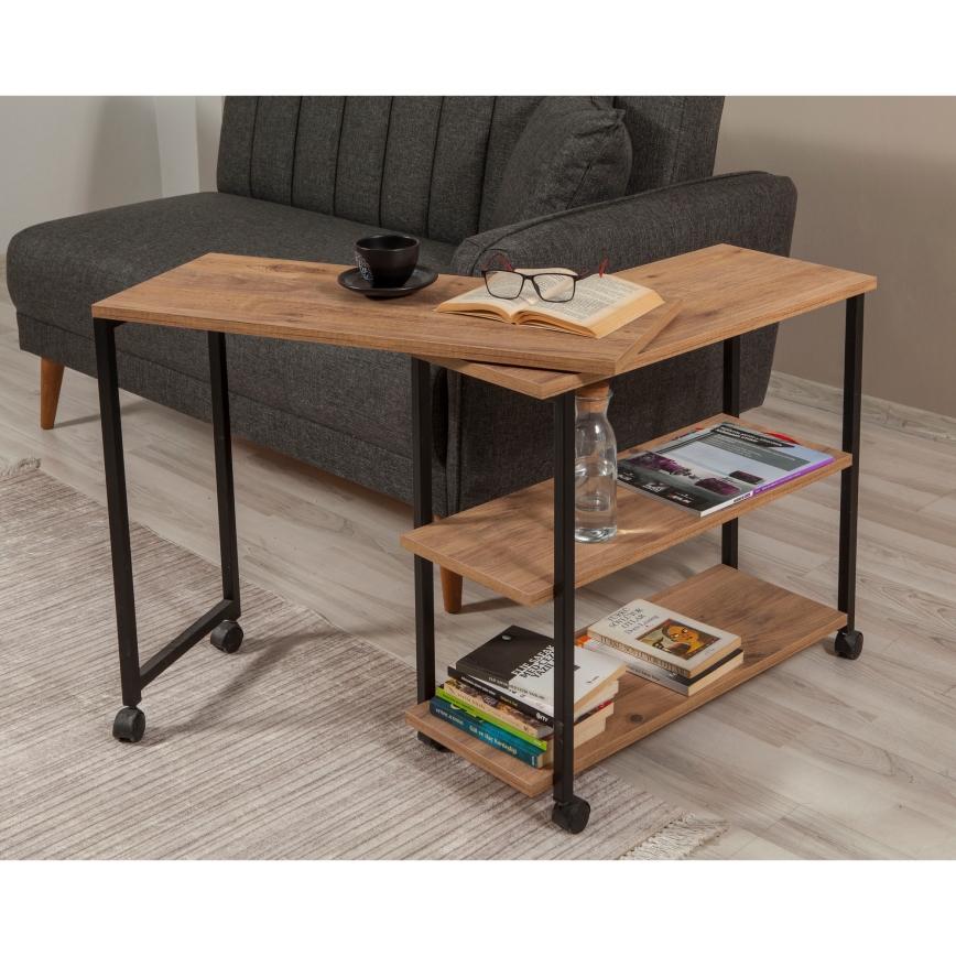 Mesa auxiliar MELIN 63x70 cm marrón/negro