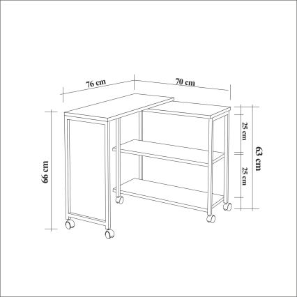 Mesa auxiliar MELIN 63x70 cm marrón/negro