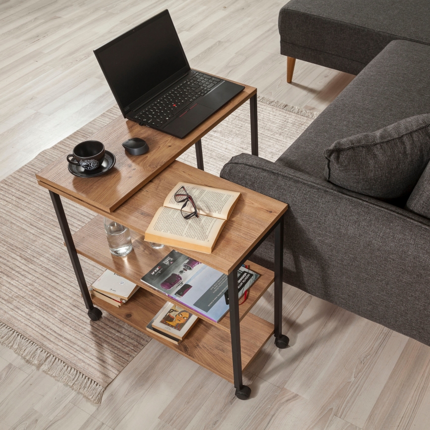 Mesa auxiliar MELIN 63x70 cm marrón/negro
