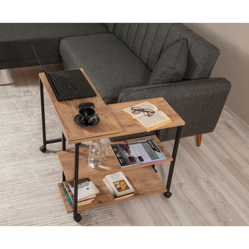 Mesa auxiliar MELIN 63x70 cm marrón/negro