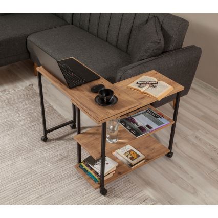 Mesa auxiliar MELIN 63x70 cm marrón/negro