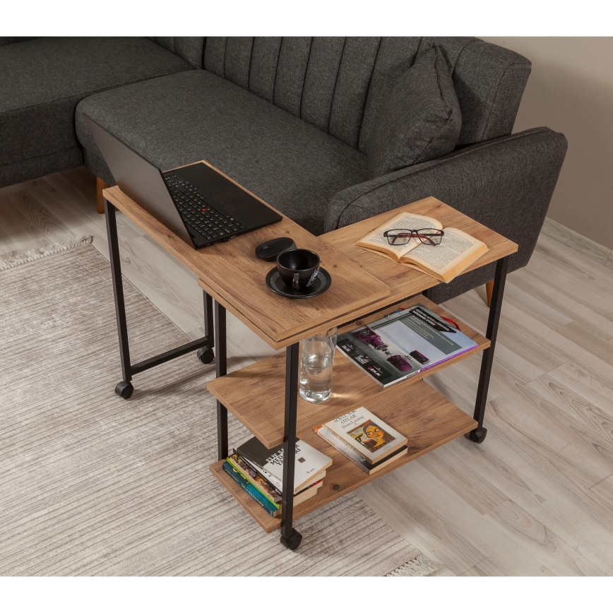 Mesa auxiliar MELIN 63x70 cm marrón/negro