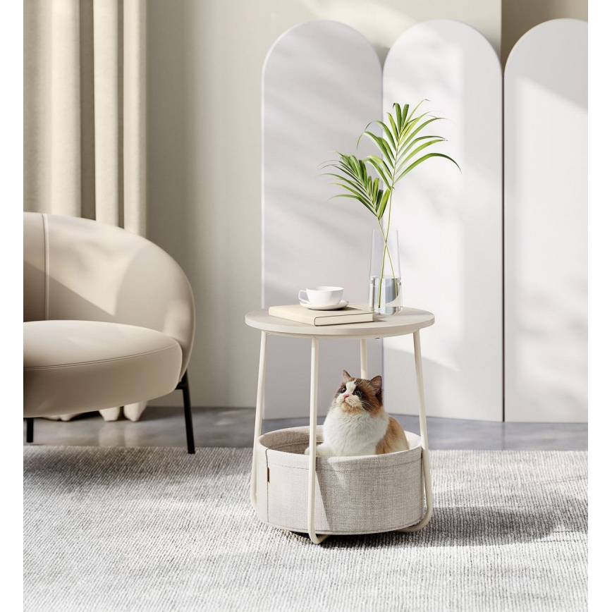 Mesa auxiliar NOIRA crema/blanca