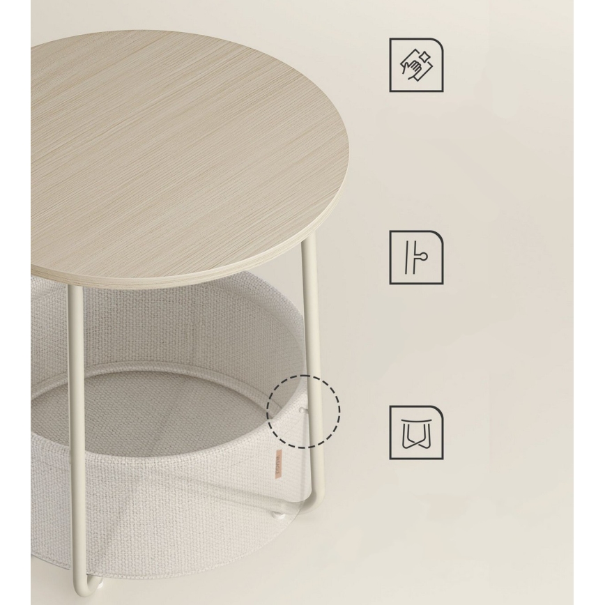 Mesa auxiliar NOIRA crema/blanca
