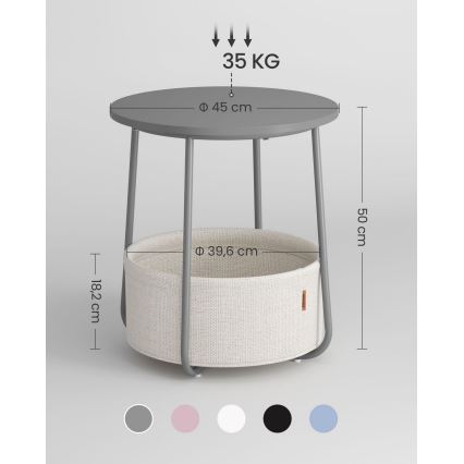 Mesa auxiliar NOIRA gris/blanco