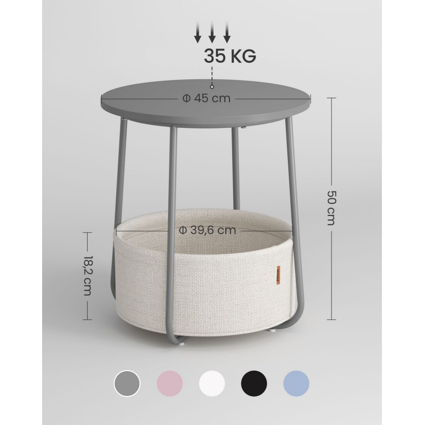 Mesa auxiliar NOIRA gris/blanco