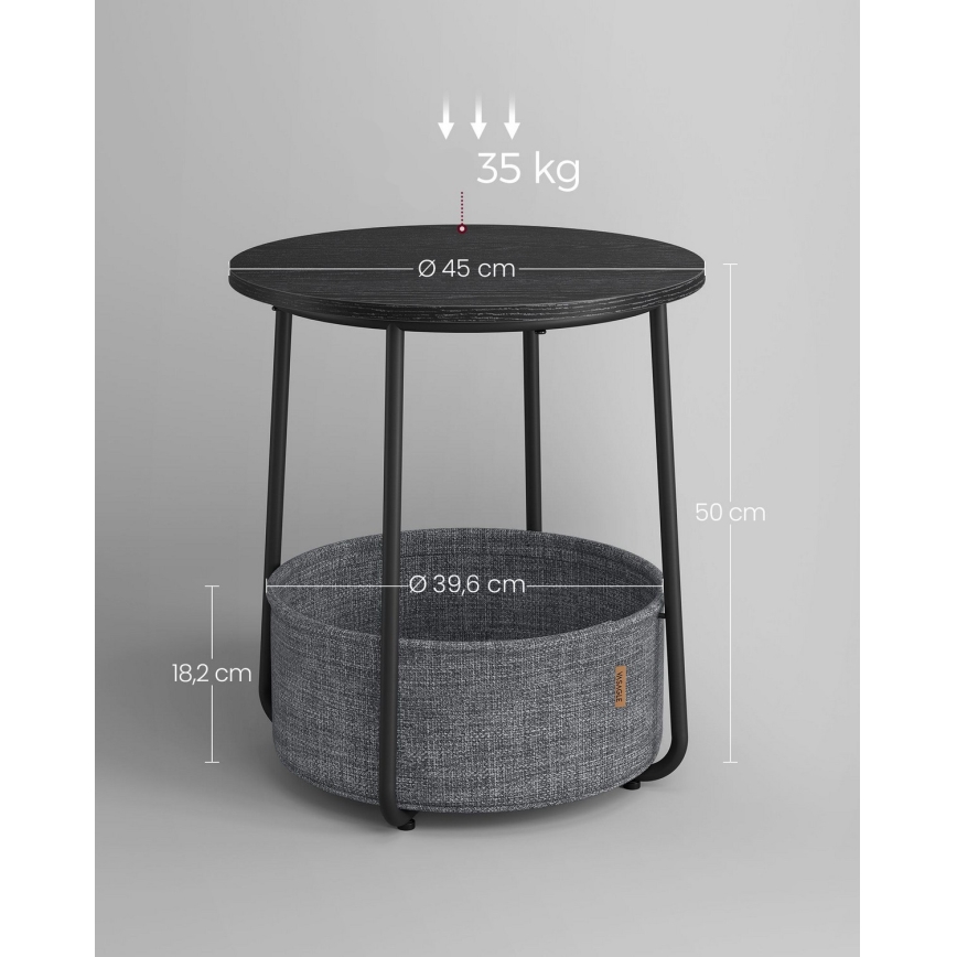 Mesa auxiliar NOIRA negra/gris