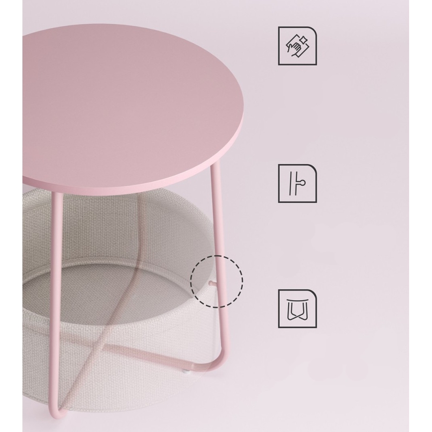 Mesa auxiliar NOIRA rosa/blanca