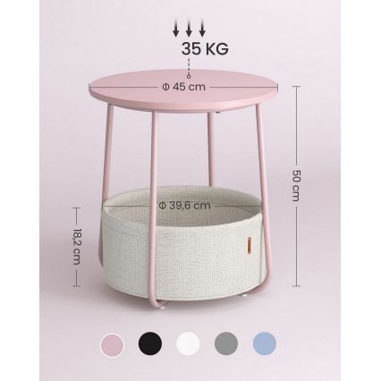 Mesa auxiliar NOIRA rosa/blanca