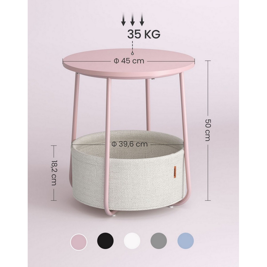 Mesa auxiliar NOIRA rosa/blanca