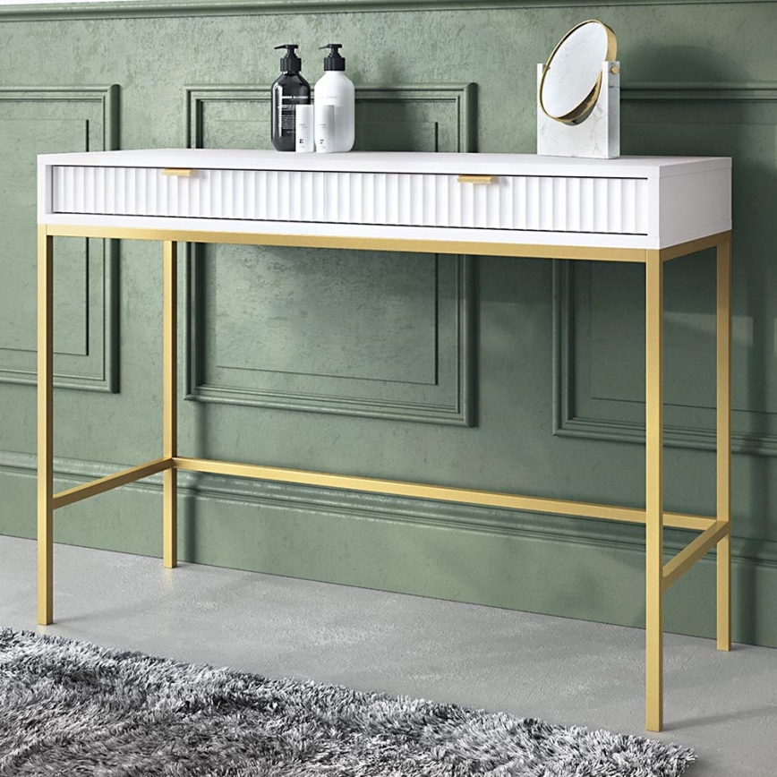 Mesa auxiliar NOVA 77x104 cm blanco/dorado