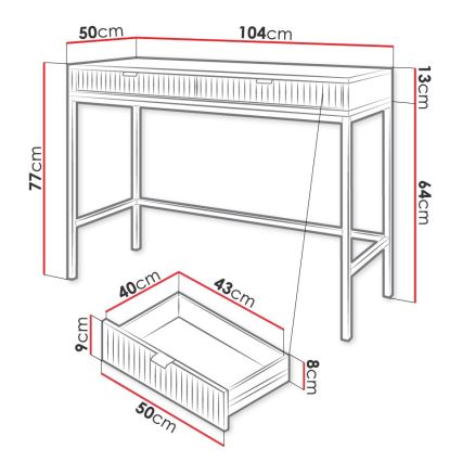 Mesa auxiliar NOVA 77x104 cm blanco/dorado