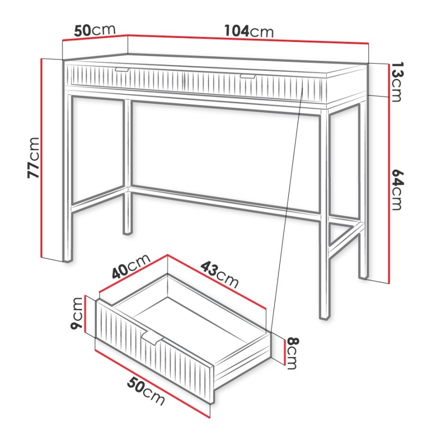 Mesa auxiliar NOVA 77x104 cm blanco/dorado