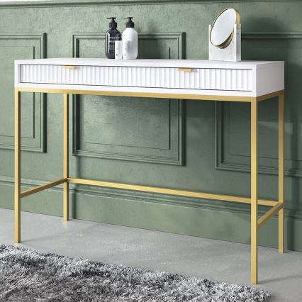 Mesa auxiliar NOVA 77x104 cm blanco/dorado