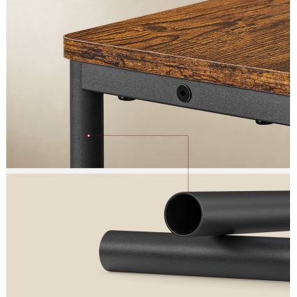 Mesa auxiliar ROD con enchufe integrado y puertos USB, marrón/negro