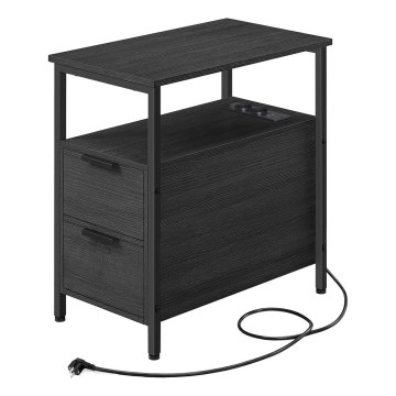 Mesa auxiliar ROD con enchufes integrados y puertos USB, negro