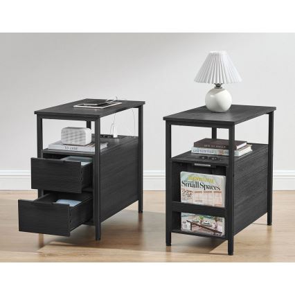 Mesa auxiliar ROD con enchufes integrados y puertos USB, negro