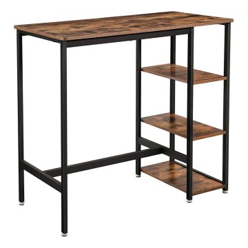 Mesa de bar con estantes BARTIS marrón/negro