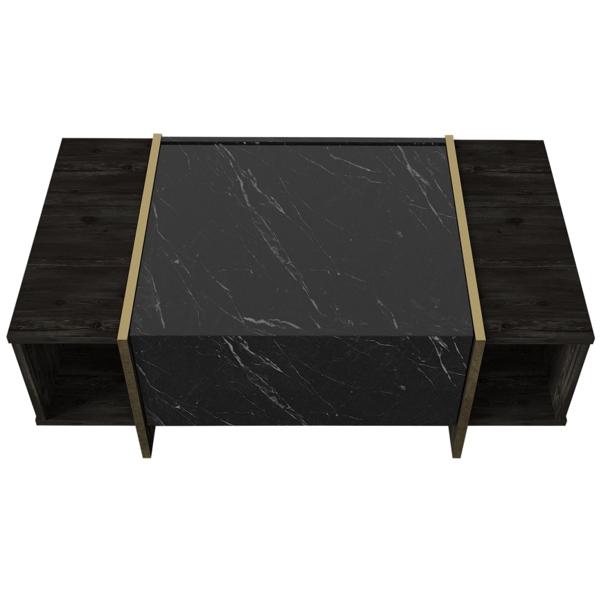 Mesa de café VEYRON 37,3x103,8 cm negro/dorado