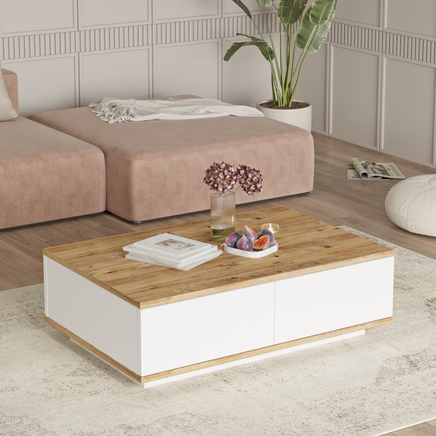 Mesa de centro 28,6x90 cm pino atlantic/blanco