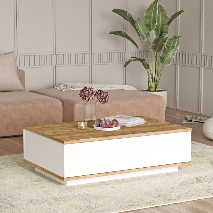 Mesa de centro 28,6x90 cm pino atlantic/blanco
