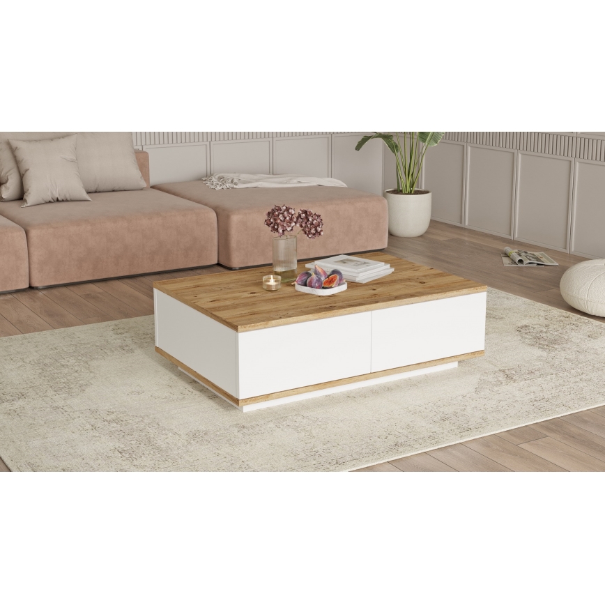 Mesa de centro 28,6x90 cm pino atlantic/blanco