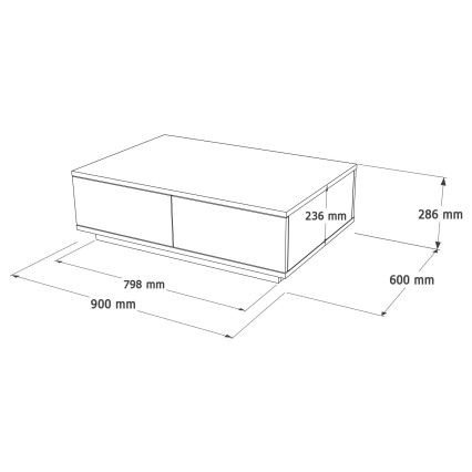 Mesa de centro 28,6x90 cm pino atlantic/blanco
