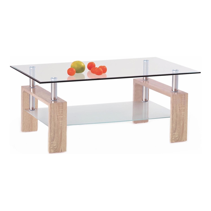 Mesa de centro 55x110 cm transparente/roble sonoma